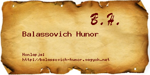 Balassovich Hunor névjegykártya